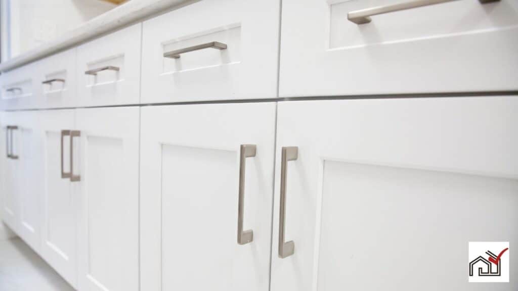 Clean white kitchen cabinets