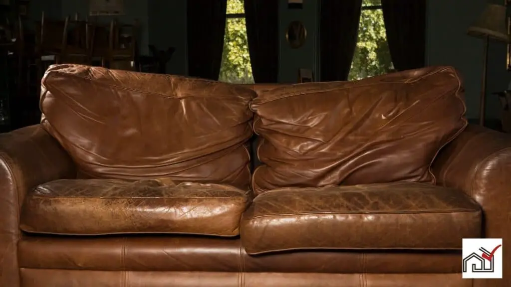 Couch with low quality leather