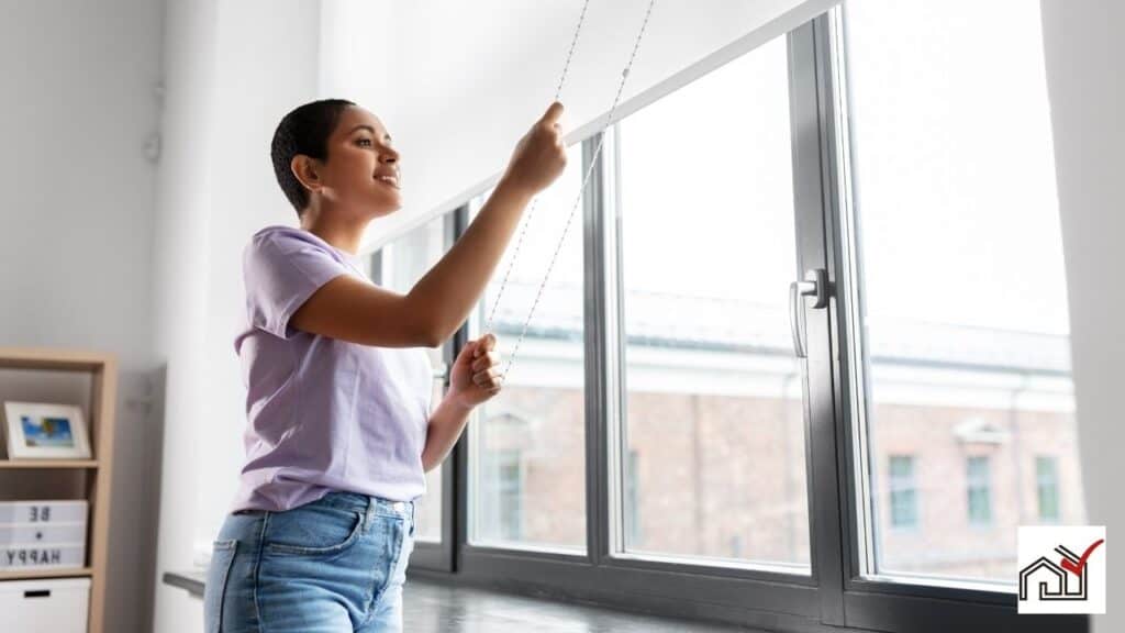 Woman closing windows