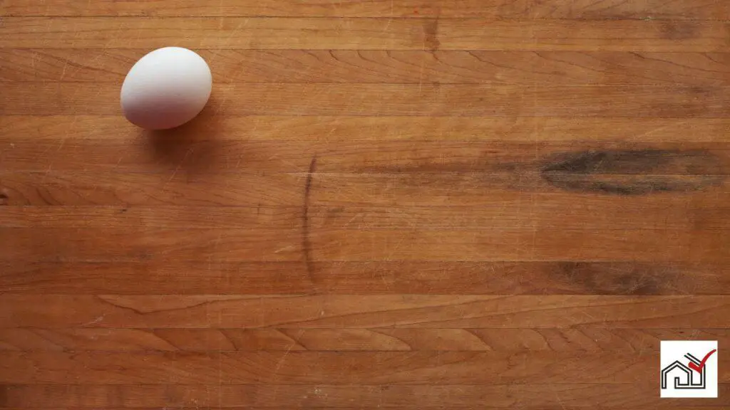 Egg on butcher block countertop