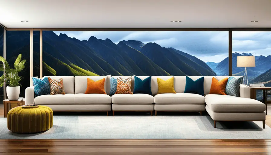 Pillows on sectional sofa
