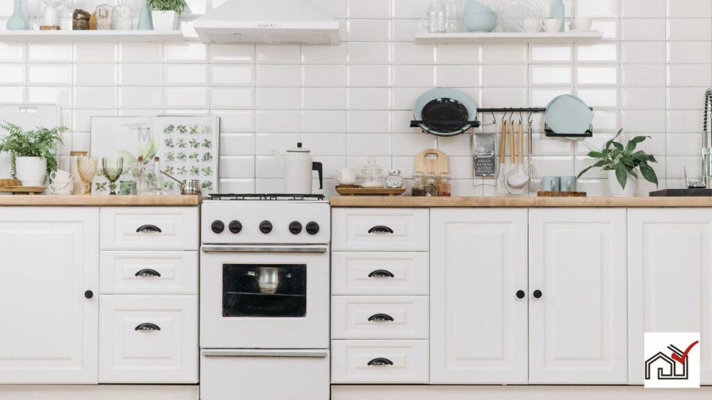 white cabinets with countertop